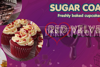 create animated bakery, cupcake and cafe digital menu video