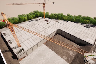 create 3d industrial construction sequence animation and engineering video