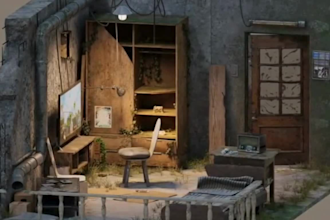 create ps1 psx low poly buildings, game assets retro 3d environments for games