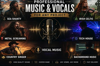 irish celtic, metal screaming, tech house, country singer, vocal music