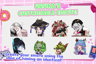 draw twitch emotes, chibi emotes, animated emotes, vtuber for stream