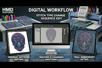 embroidery trace image or logo vector emb sequine chenille