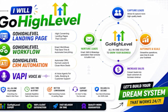 gohighlevel landing page, gohighlevel workflow, gohighlevel crm automation, vapi