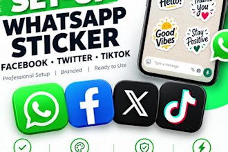 set up whatsapp sticker, facebook, twitter, tiktok