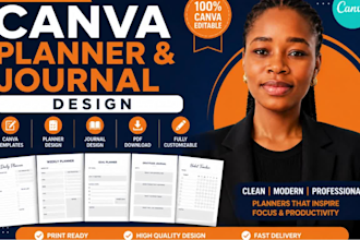 design canva planner, canva journal and canva templates