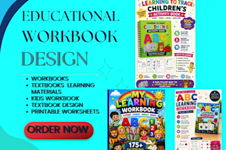 design educational workbook,textbook,learning materials,create kids workbook