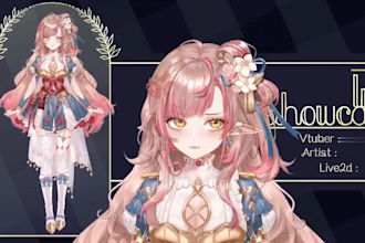 draw and rig live2d model, 2d vtuber model, vtuber rigging, live2d vtuber model