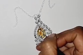 draw custom pendant, necklace jewelry sketch for your brand