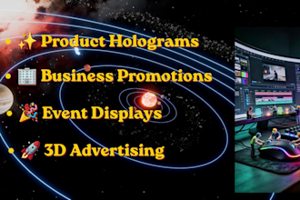 create 3d hologram fan video, hologram animation, 3d hologram logo animation