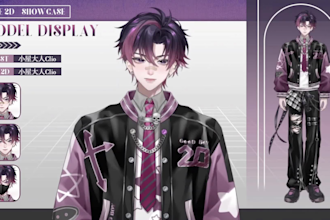 design custom live 2d male vtuber model fury anime live2d rigging for streaming