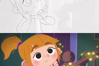 create 2d traditional animation, line art animation, hand drawn lyric video
