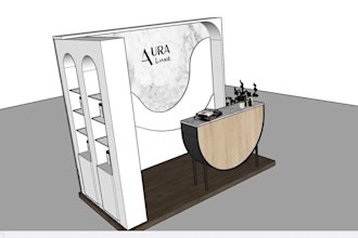 design a 3d retail kiosk and commercial mall booth