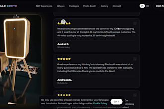 build a 360 photo booth website with booking and video effects