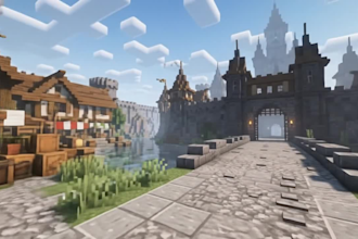 minecraft city map, modern city, futuristic city, minecraft build lobbies spawns