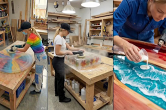create viral epoxy table transformation time lapse video