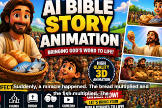 create ai bible story animation videos for youtube, kids and christian channels