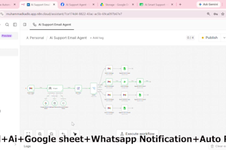 create an ai email and whatsapp support agent using n8n