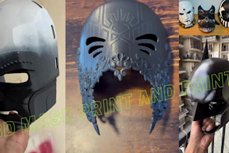 3d mask model, 3d print and ship custom cosplay or halloween mask or helmet