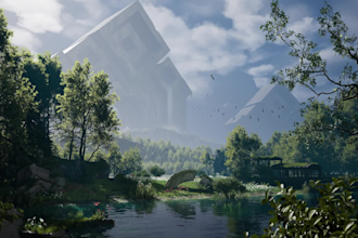 create large 3d game environment for PC, metaverse, VR in unity