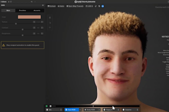 design realistic 3d metahuman, 3d hair, xgen hair for game in ue5, maya, blender