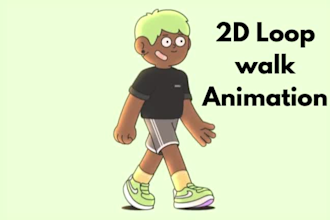 create a professional fashion loop walk animation and 2d character walk
