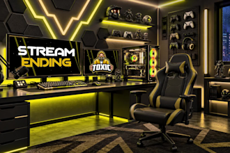 animate a 3d gaming room starting soon screen for twitch, kick, youtube