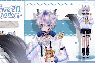 design 2d 3d vtuber model, rig live2d anime vtuber,  live2d vrchat for vseeface