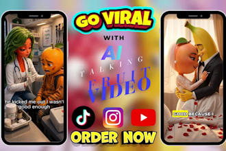 create viral ai talking fruit brainrot video talking object animated video reels