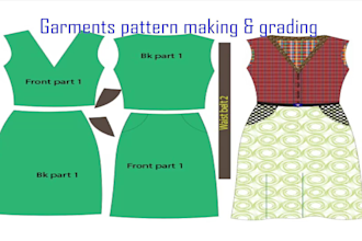 create clothing sewing cad pattern, grading for any apparels