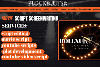 write a professional movie screenplay, TV pilot and script coverage