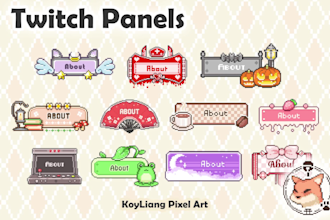 create twitch panels in cute pixel art style