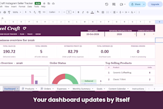 create excel and google sheets trackers for orders stock profit and dashboard