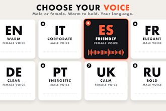 create a natural ai voice over in 10 languages