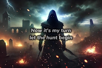design dark metal lyric video cinematic motion with aggressive typography fx