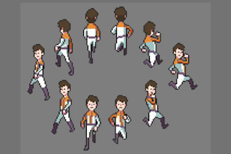 pixel art character animation, sprite sheet, 8bit, rpg maker, game assets, ui ux