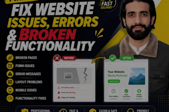 fix website issues, errors and broken functionality