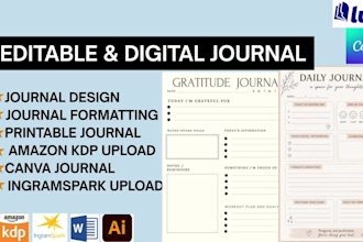 do printable editable journal, prayer journal,canva journal,journal formatting