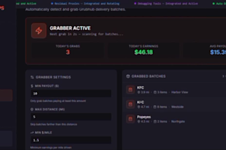create doordash bot, instacart bot, uber bot, bot lyft, grabber bot, grubhub bot