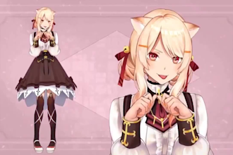 draw a custom live2d vtuber model and provide live2d rigging