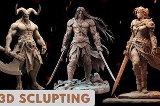 do high quality 3d sculpting for 3d printing character modeling and statues