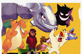 draw any pokemon or fakemon in official pokemon art style design