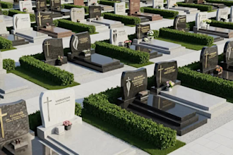 model and render 3d graveyard monuments, tombstones, and memorials