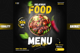 create food social media ads animation for your brand