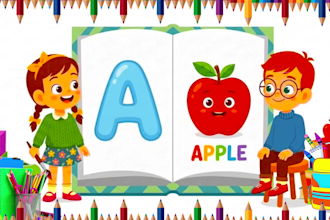 make colorful 2d kids learning animation videos
