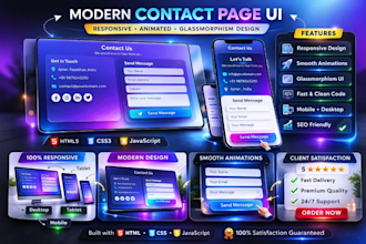 create responsive contact form with validation, email integration and modern UI