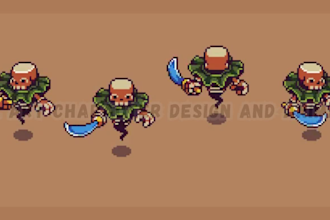 make pixel art sprite, animated sprite sheet for game assets and development