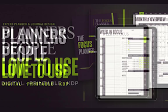 workbook, planner, journal, digital planner, ebook design and KDP journal