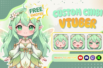 anime chibi vtuber, chibi pngtuber model and live2d rigging for streamers
