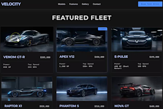 design a modern animated single page car or product landing website