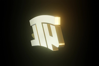 create a shiny metallic 3d spinning logo animation or rotating loop